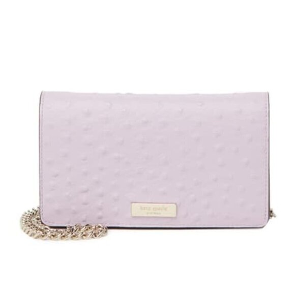 Kate Spade Purple Leather Ostrich Embossed Foldover Crossbody Wallet Handbag New - Picture 3 of 12